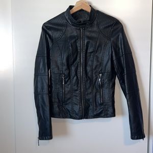 Black Vegan “Leather” Moto Jacket by Max Jeans Size Small
